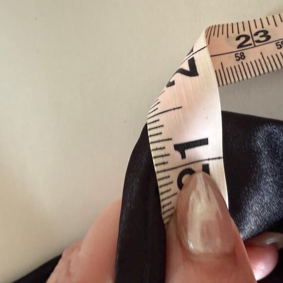 SINCERELY JULES Black Satin bias cut Maxi Dress white lace trim V Neck XL - Picture 10 of 10